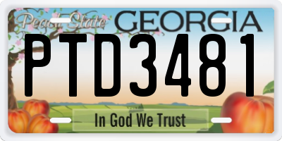 GA license plate PTD3481