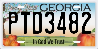 GA license plate PTD3482