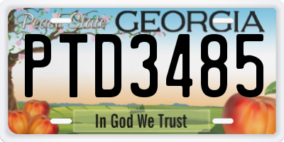 GA license plate PTD3485
