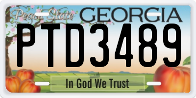 GA license plate PTD3489