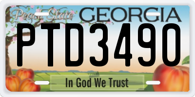 GA license plate PTD3490