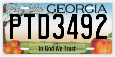 GA license plate PTD3492