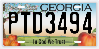 GA license plate PTD3494