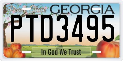 GA license plate PTD3495