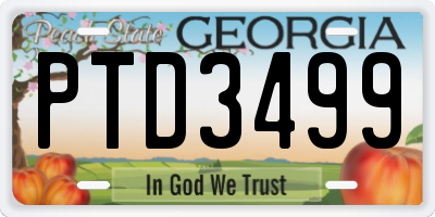 GA license plate PTD3499