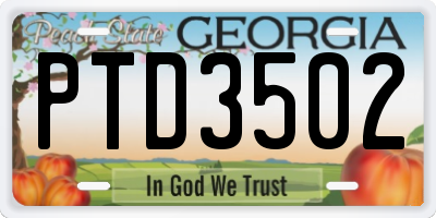 GA license plate PTD3502