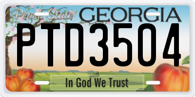 GA license plate PTD3504