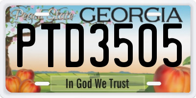 GA license plate PTD3505