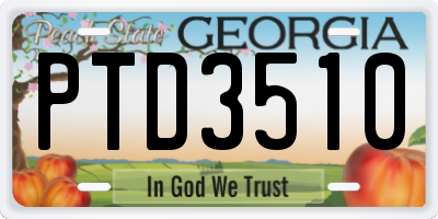 GA license plate PTD3510