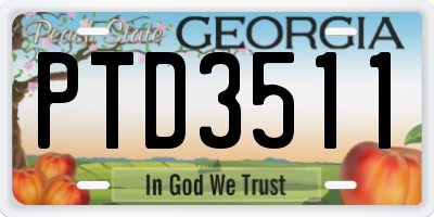 GA license plate PTD3511