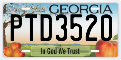 GA license plate PTD3520