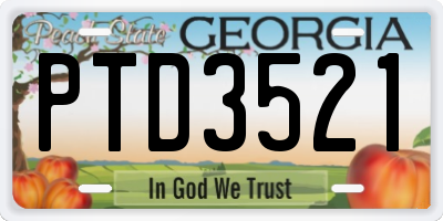 GA license plate PTD3521