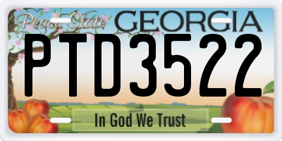 GA license plate PTD3522