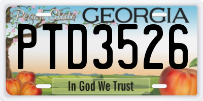 GA license plate PTD3526
