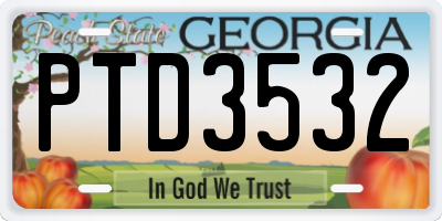 GA license plate PTD3532