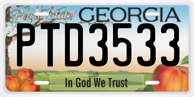 GA license plate PTD3533