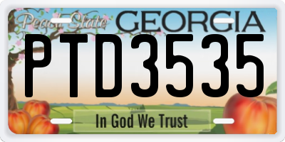 GA license plate PTD3535
