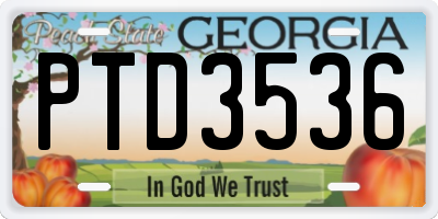 GA license plate PTD3536