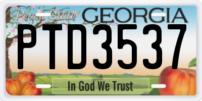 GA license plate PTD3537