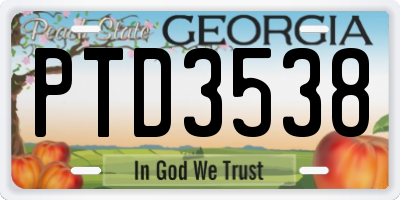 GA license plate PTD3538