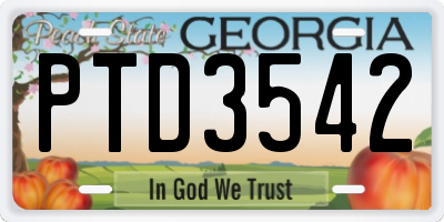 GA license plate PTD3542