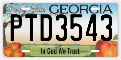 GA license plate PTD3543