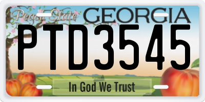 GA license plate PTD3545