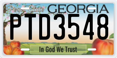 GA license plate PTD3548