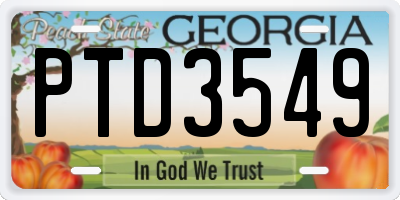 GA license plate PTD3549