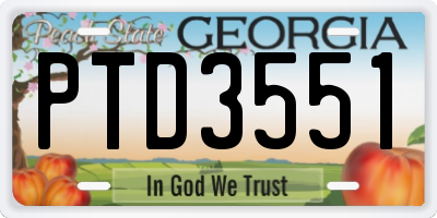 GA license plate PTD3551