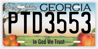 GA license plate PTD3553