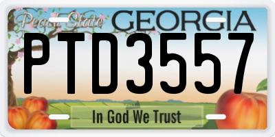GA license plate PTD3557