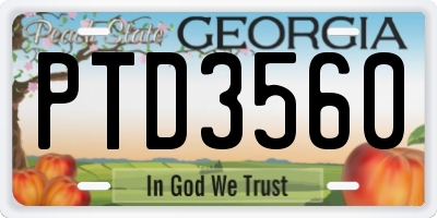 GA license plate PTD3560