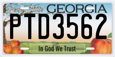 GA license plate PTD3562