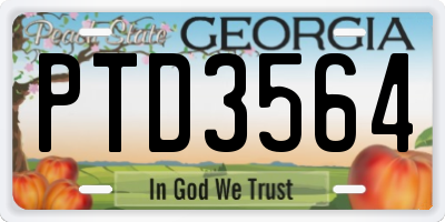 GA license plate PTD3564
