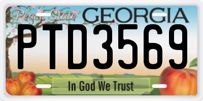 GA license plate PTD3569