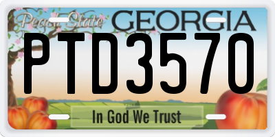 GA license plate PTD3570