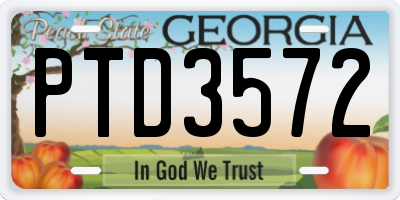 GA license plate PTD3572