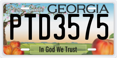 GA license plate PTD3575