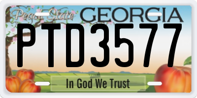 GA license plate PTD3577