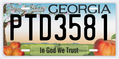 GA license plate PTD3581