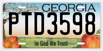 GA license plate PTD3598