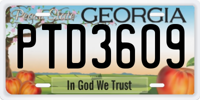 GA license plate PTD3609