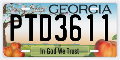 GA license plate PTD3611