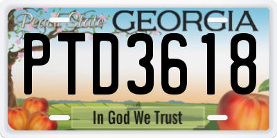 GA license plate PTD3618