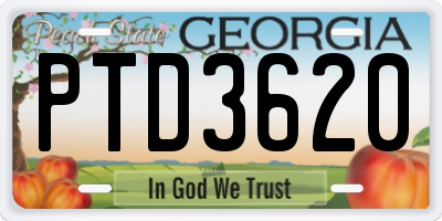 GA license plate PTD3620