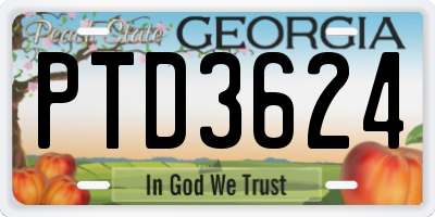 GA license plate PTD3624