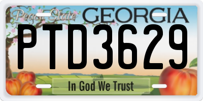 GA license plate PTD3629