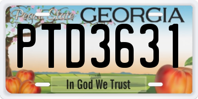 GA license plate PTD3631