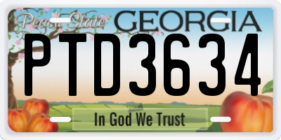 GA license plate PTD3634